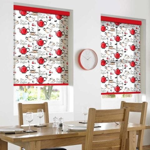 Afternoon Tea Crimson Translucent Roller Blinds W: 200cm H: 200cm