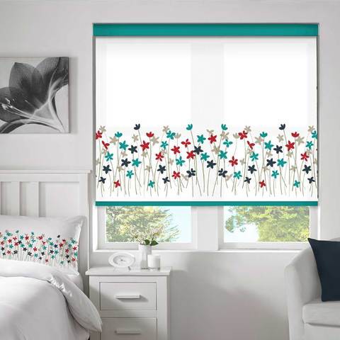 Borderflower Blush  Blackout Roller Blinds W: 120cm H: 200cm