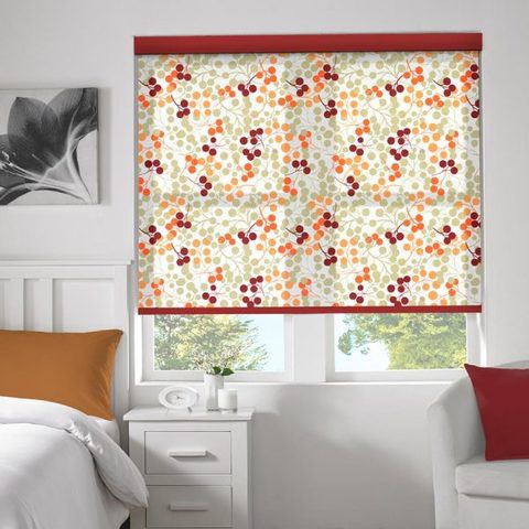 Berries Orange Blackout Roller Blinds W: 90cm H: 200cm