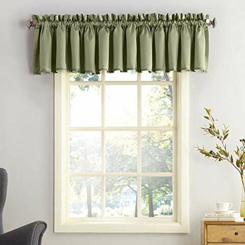 Sun Zero Barrow Energy Efficient Rod Pocket Curtain Valance, 54&quot; X 18&quot;, Sage Green