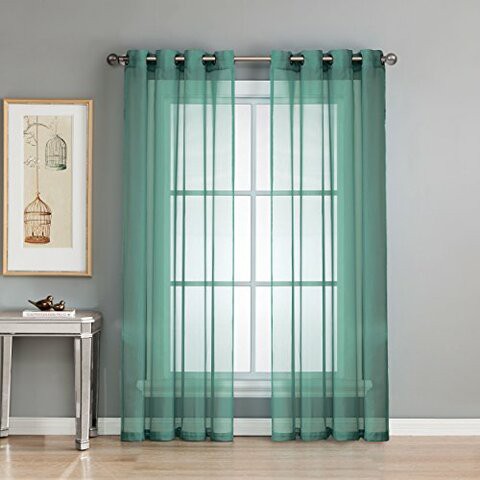 Window Elements Diamond Sheer Voile Extra Wide 56 X 90 In. Grommet Curtain Panel, Grey Teal