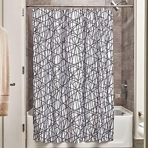 Idesign Abstract Fabric Shower Curtain For Master, Guest, Kids&#39;, College Dorm Bathroom, 72&quot; X 72&quot;, Black And White