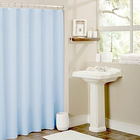 Bath Elements Heavy Duty Magnetized Shower Curtain Liner Resistant Light Blue