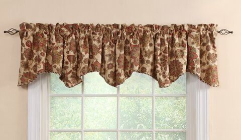 Style Master Stylemaster Twill And Birch Cassidy Lined Scalloped Valance With Cording, 52-Inch By 17-Inch, Autumn