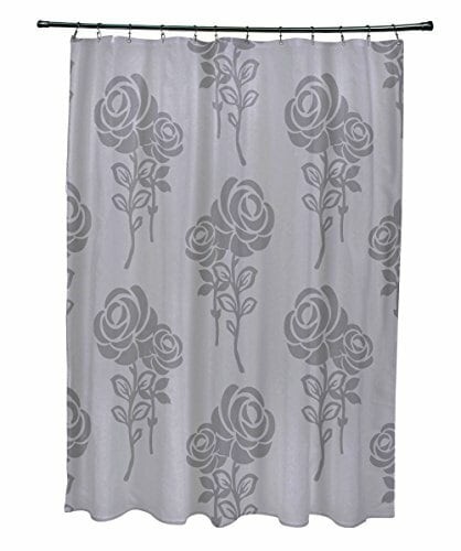 E By Design Scfn500Gy1Gy2 Carmen, Floral Print Shower Curtain, Gray