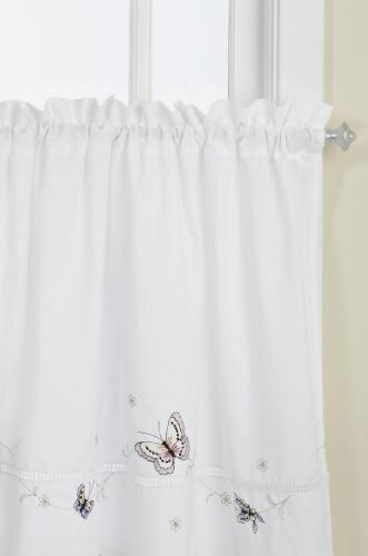 Lorraine Home Fashions Monarch Tier Curtain Pair, 58 By 36-Inch, White