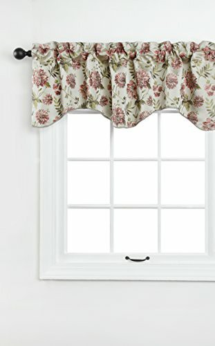 Renaissance Home Fashion Dahlia Lined Scalloped Valance With Cording, 55 By 17&quot;, Beige