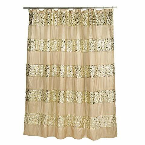 Popular Bath Shower Curtain, Sinatra Collection, 70&quot; X 72&quot;, Champagne/Gold