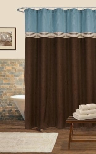 Lush Decor Terra Shower Curtain, Blue/Chocolate, 72 X 72