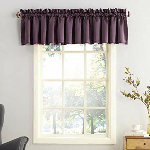 Sun Zero Barrow Energy Efficient Rod Pocket Curtain Valance, 54&quot; X 18&quot;, Plum