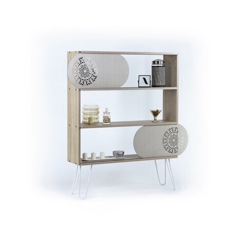 Home Canvas Illia 3Shelves Bookshelves With Metal Leg  - Oak-White