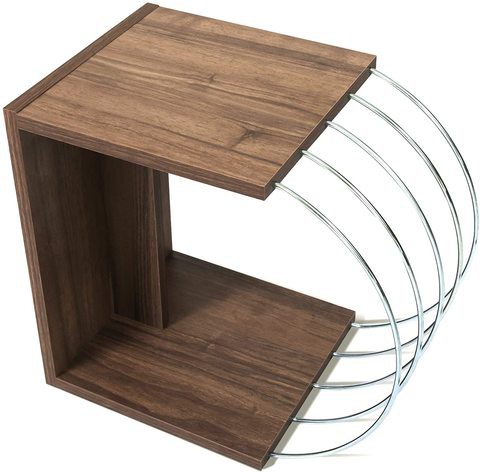 HomeCanvas Case End/Side Table for Living Room Made In Turkey (Walnut-Chrome)