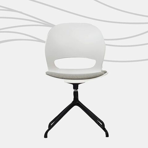 VIS Chair, Premium Meeting & Visitor Chairs, Swivel Chair With Soft Cushion Seat By Navodesk (White)