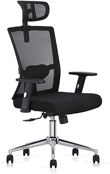 Multi Home Furniture MH-827 Ergonomic Computer Desk Chair for Office and Gaming with headrest, back comfort and lumbar support &ndash; Black