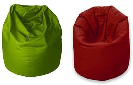 Luxe Decora PVC Leather Bean Bag Combo (Green &amp; Maroon)