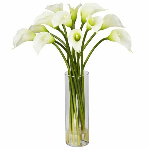 Nearly Natural 1187-CR Mini Calla Lily Silk Flower Arrangement, Cream