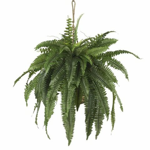 Nearly Natural 6774 22in. Large Boston Fern Hanging Basket,Green