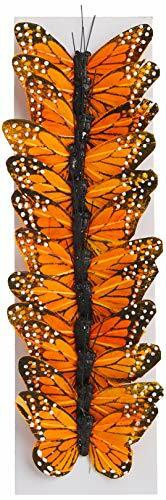 Shinoda Design Center 0165500200 12 Piece Monarch Butterfly Decor, 3, Orange