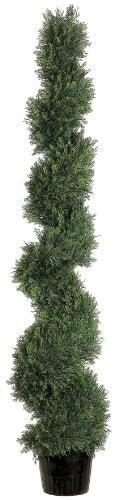 Silk Decor 5-Feet Spiral Cedar Topiary Plant, Green