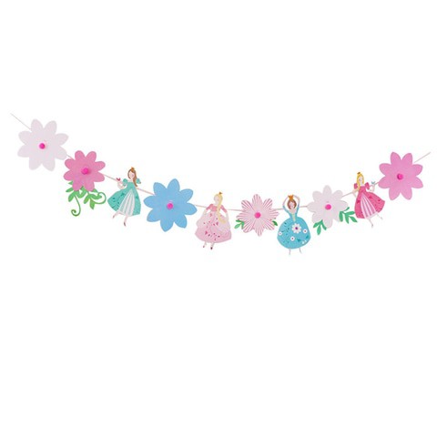 Generic-Flower Fairy Banner Paper Garland for Birthday Party Dancing Princess Bunting Baby Shower Girls Favorite Decoration Supplies