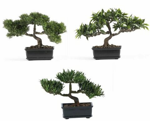 Nearly Natural 4121 Bonsai Decorative Silk Plant Collection, Plastic, 12-Inch, Green