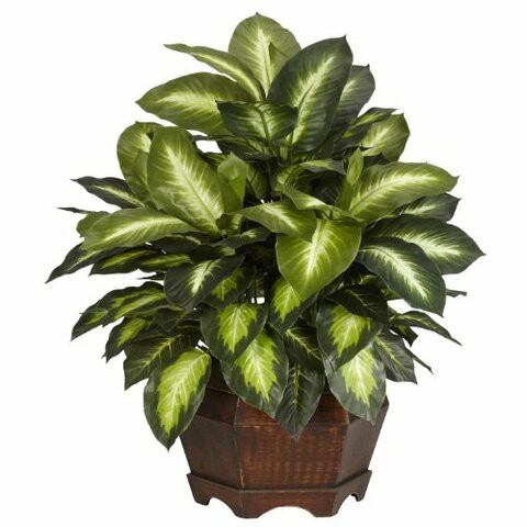 Nearly Natural 6639 Golden Dieffenbachia Decorative Silk Plant, Green