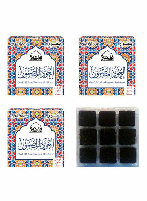 Dukhni-Pack of 3 Oud Al Madhmoon Bakhoor - 3x18 grams