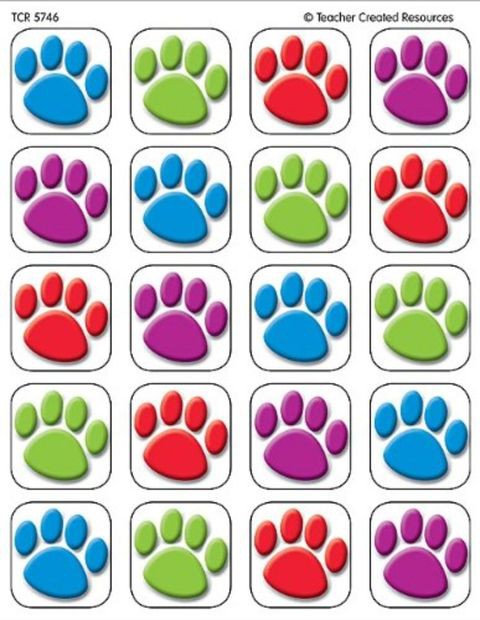 Teacher Created Resources Colorful Paw Prints Stickers - 5746