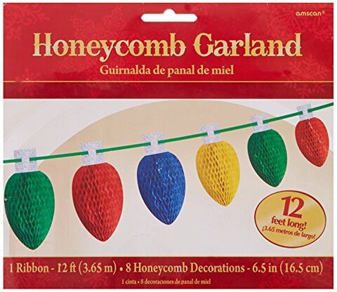 Amscan 220213 Honeycomb Tissue Lightbulb Garland | Christmas Decoration | 1 Pack