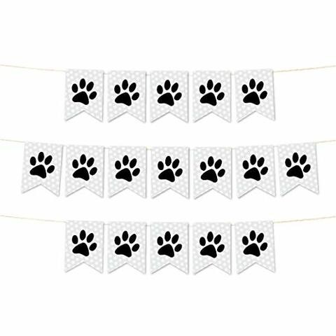 Andaz Press Hanging Pennant Party Banner With String, Animal Pawprint, 9-Feet, 1-Set, Decor Paper Decorations, Includes String