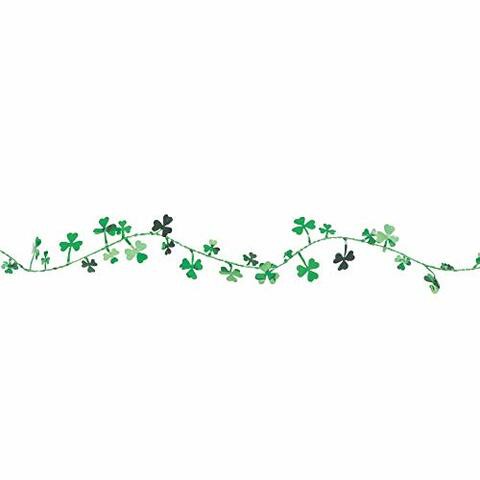 Amscan Saint Patrick&#39;s Day Shamrocks Wire Garland, 12&#39;, Green