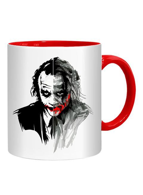 FMstyles Joker Face Printed Mug White/Black/Red 10 cm