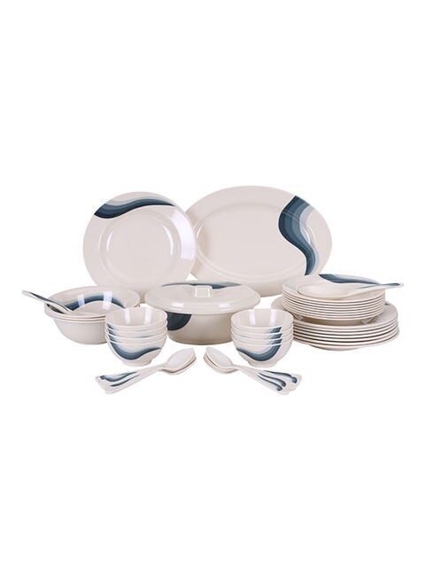 Royalford 40-Piece Melamine Dinner Set Beige/Green