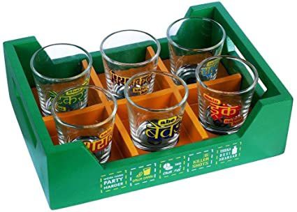 DecrOnn Shot Glass with Killer Tray Set of 6 Glasses Diwali Gift Set