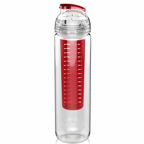 AACHEN - Everyday Detox Water Bottle with Fruit Infusion Compartment by GiftOlogy (Red) - 680ml