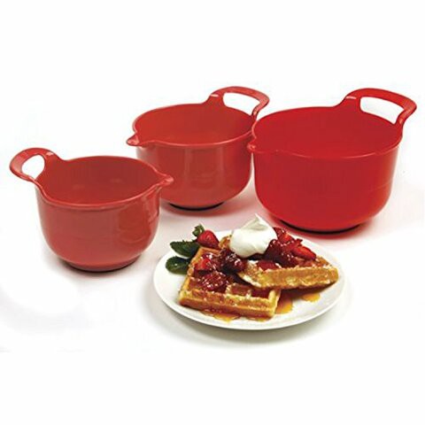 Norpro, Red, Mixing Bowls, Set Of 3, 4.5&quot; X 8.75&quot; X 6.75&quot; / 11.5Cm X 22Cm X 17Cm