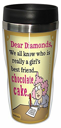 Tree-Free Greetings 16-Ounce Sip &#39;N Go Stainless Lined Travel Mug, Aunty Acid Chocolate Cake