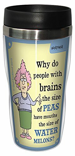 Tree-Free Greetings 16-Ounce Sip &#39;N Go Stainless Lined Travel Mug, Aunty Acid Watermelon Mouth