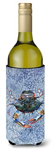 Caroline&#39;s Treasures 8149Literk Female Blue Crab Cool Blue Water Wine Bottle Beverage Insulator Beverage Insulator Hugger, Wine Bottle, Multicolor