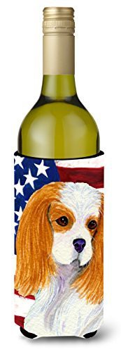 Caroline&#39;s Treasures Ss4012Literk Usa American Flag With Cavalier Spaniel Wine Bottle Beverage Insulator Beverage Insulator Hugger, Wine Bottle, Multicolor