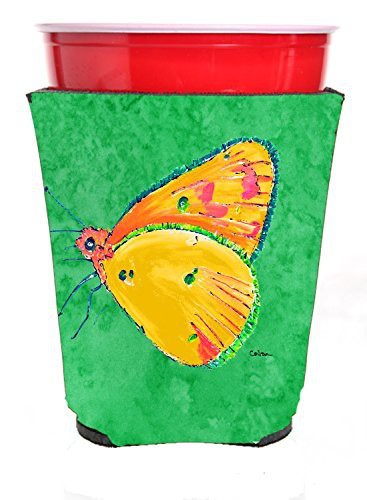 Caroline&#39;s Treasures 8861Rsc Butterfly Orange On Green Red Solo Cup Beverage Insulator Hugger, Red Solo Cup, Multicolor