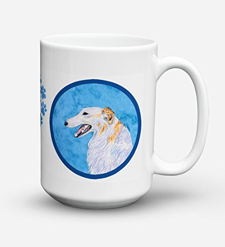 Caroline&#39;s Treasures Ss4751-Bu-Cm15 Borzoi Dishwasher Safe Microwavable Ceramic Coffee Mug 15 Ounce Ss4751, 15 Ounce, Multicolor