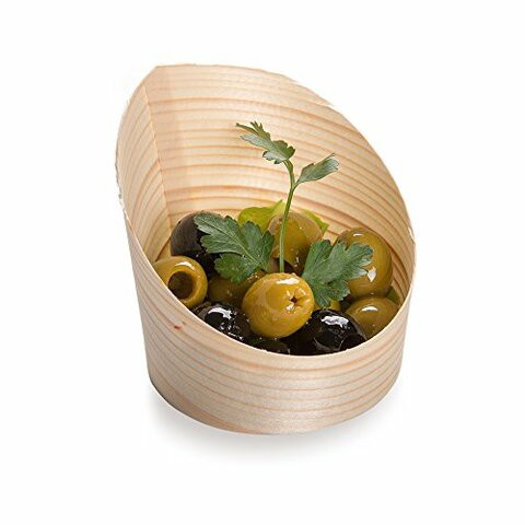 Restaurantware Mini Wood Incline Cup - Pinewood - 2.5&quot; - Natural Organic Material - 100Ct Box