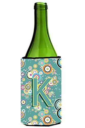 Caroline&#39;s Treasures Cj2015-Kliterk Letter K Circle Circle Teal Initial Alphabet Wine Bottle Beverage Insulator Hugger, Wine Bottle, Multicolor