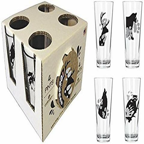 Corkology.com Animal Paw Prints Pint Pack with Matching Coaster Set, Clear