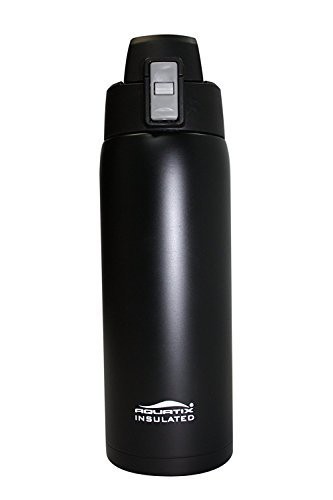 Aquatix FlipTop Sport Bottle Aquatix Matte Black Insulated Fliptop Ultimate Sport Bottle 21 Ounce Pure Stainless Steel