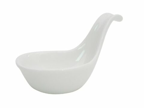 Cac China Bh-104 Accessories 4-Inch By 2-1/4-Inch By 2-1/4-Inch 1-Ounce New Bone White Porcelain Mini Oval Dish With Handle, Box Of 36