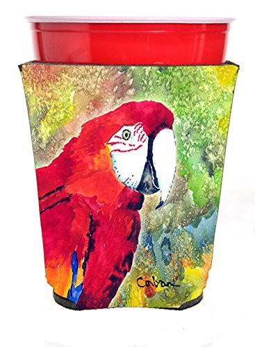 Caroline&#39;s Treasures 8603Rsc Parrot Head Red Solo Cup Hugger, Red Solo Cup, Multicolor