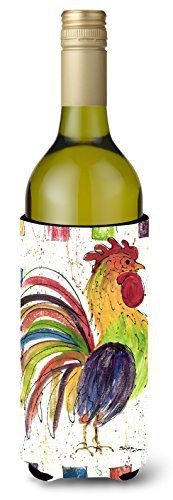 Caroline&#39;s Treasures 8071Literk Rooster Wine Bottle Beverage Insulator Beverage Insulator Hugger, Wine Bottle, Multicolor