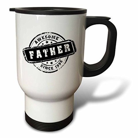 3Drose Awesome Father Since 1996 Year Of Birth Of First Born Child Stamp Worlds Greatest Dad Stainless Steel&quot; Travel Mug, 14 Oz, Multicolor